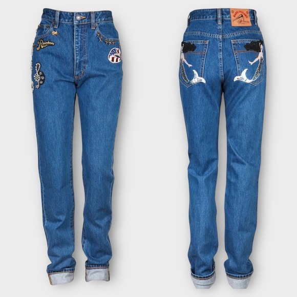 Marc Jacobs Denim - Marc Jacobs $500 NWT Bright Blue Jeans Sequin Mermaid‎ Charms Beaded 26